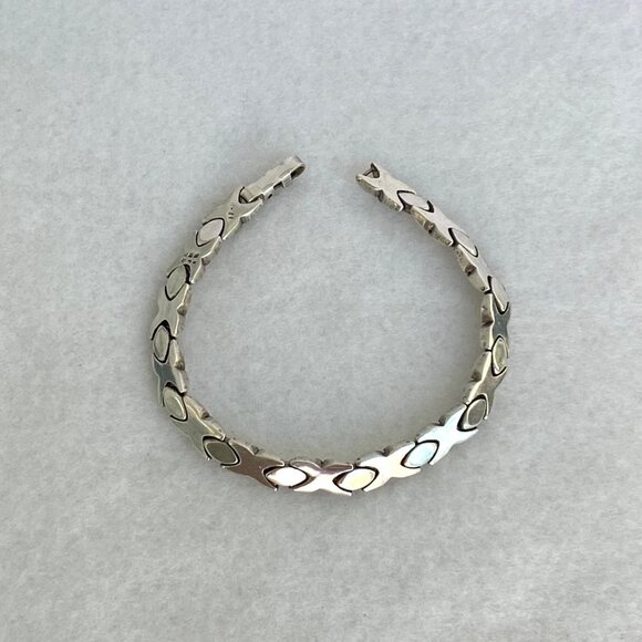 VTG Sterling Silver 925 Mexico Heavy Modernist 6MM XO Link Bracelet Sz 7.5" 24g - Picture 6 of 16